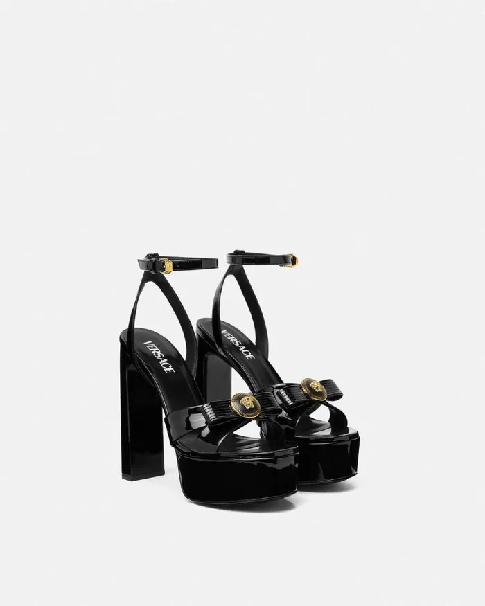 Gianni Ribbon Sandals 140 Mm Blackgold Women Versace Sandals