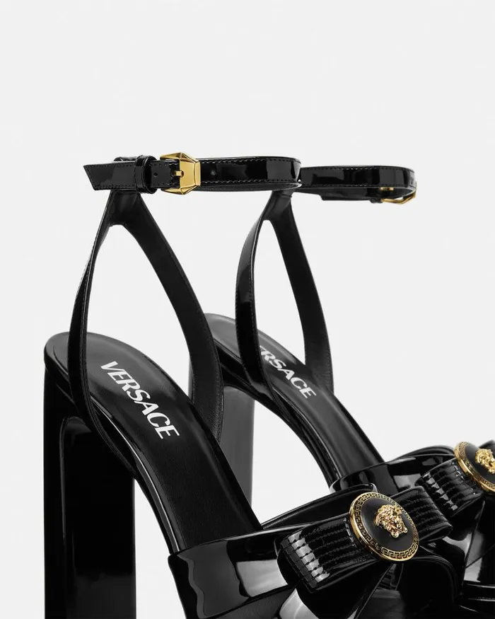 Gianni Ribbon Sandals 140 Mm Blackgold Women Versace Sandals