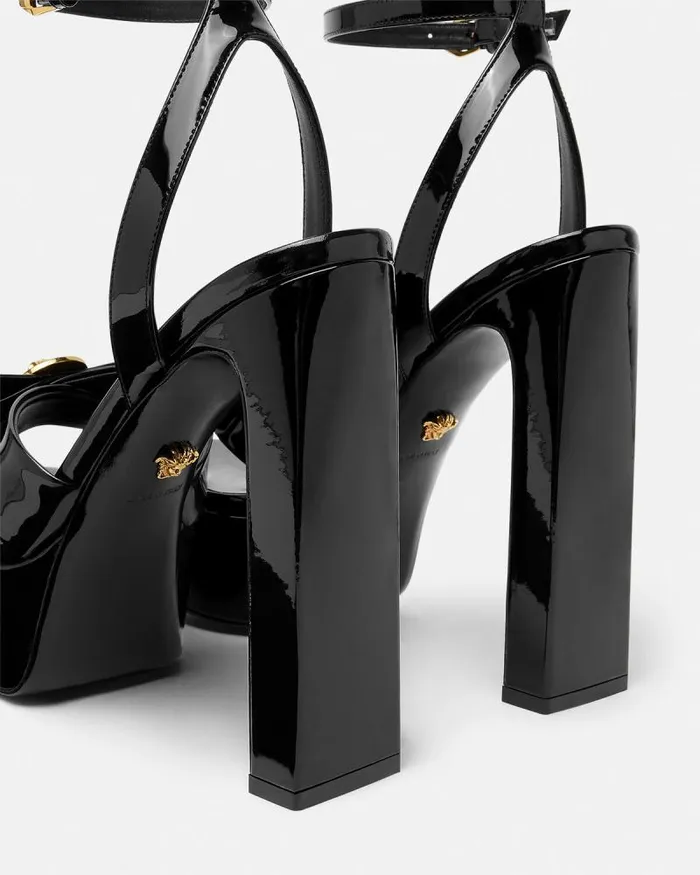 Gianni Ribbon Sandals 140 Mm Blackgold Women Versace Sandals
