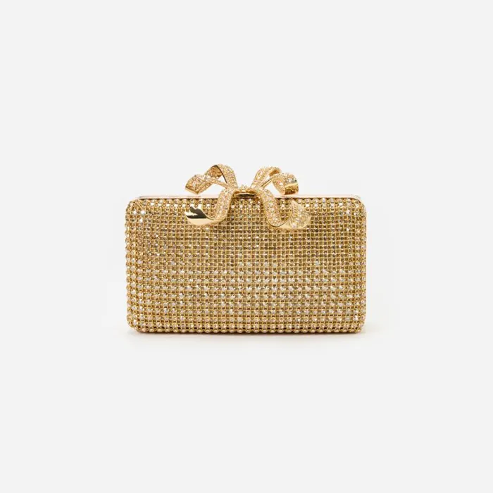 Gold Crystal Box Clutch Women Self Portrait Clutch Bags