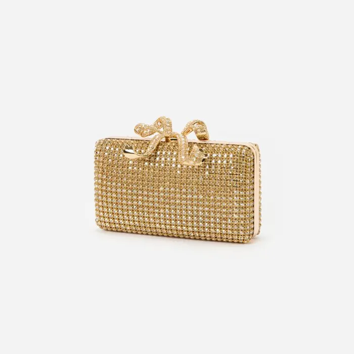 Gold Crystal Box Clutch Women Self Portrait Clutch Bags