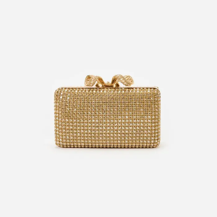 Gold Crystal Box Clutch Women Self Portrait Clutch Bags