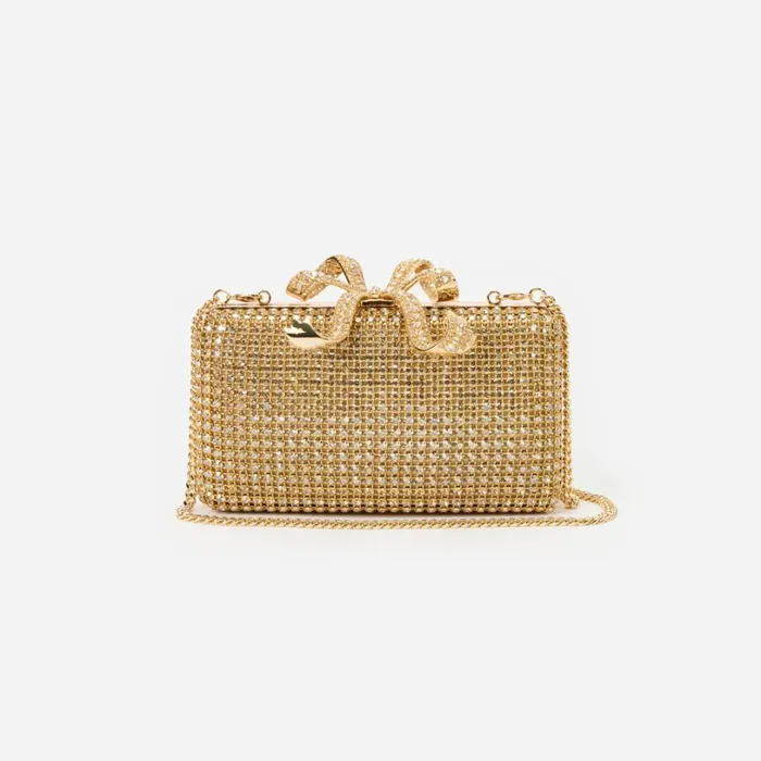 Gold Crystal Box Clutch Women Self Portrait Clutch Bags