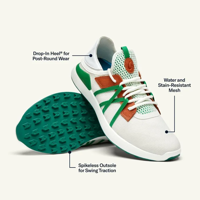 Golf Men Olukai Manele Breathable Golf Shoes 8211 White Bamboo