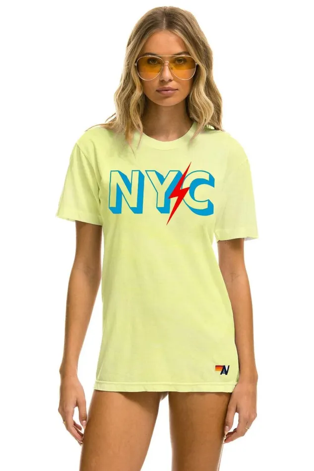Gov Ball 2024 Unisex Crew Tee 8211 Neon Yellow WomenMen Aviator Nation Tees