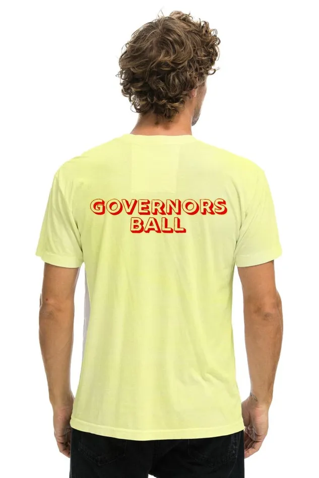 Gov Ball 2024 Unisex Crew Tee 8211 Neon Yellow WomenMen Aviator Nation Tees