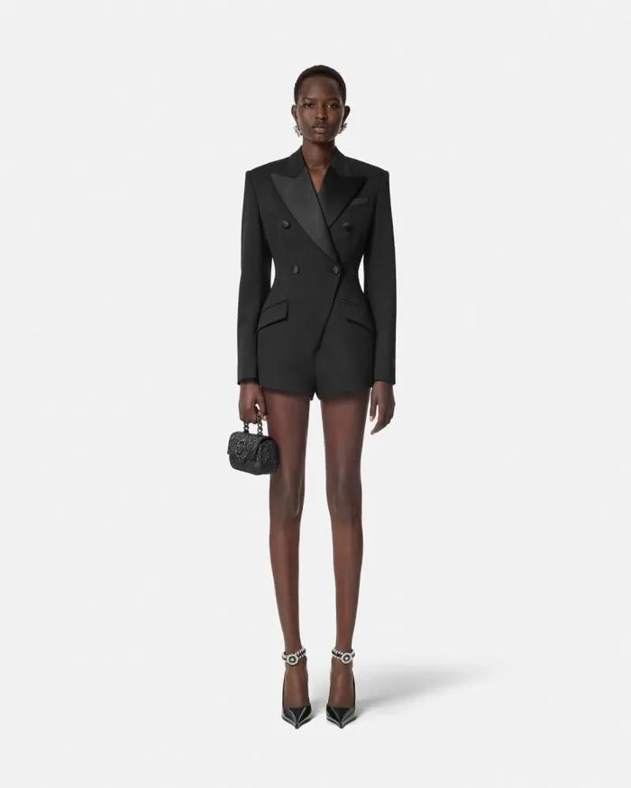 Grain De Poudre Hourglass Tuxedo Playsuit Black Women Versace Dresses