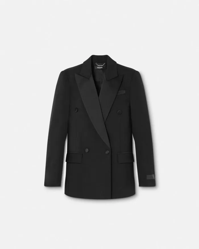 Grain De Poudre StraightFit Masculine Blazer Black Women Versace Blazer and Jackets