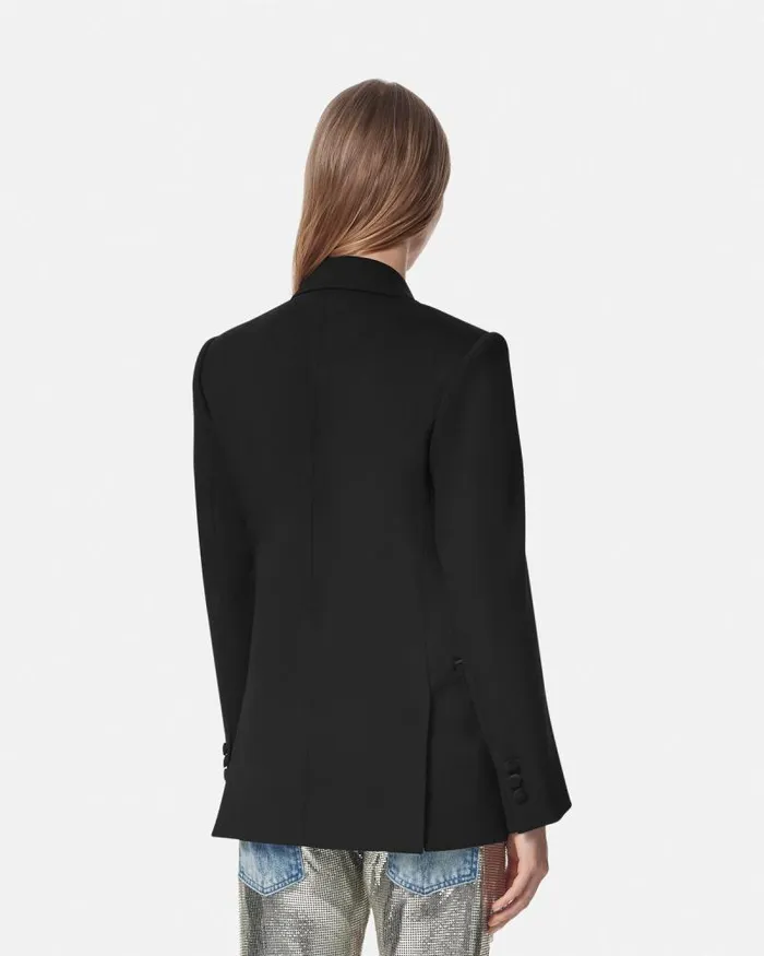 Grain De Poudre StraightFit Masculine Blazer Black Women Versace Blazer and Jackets