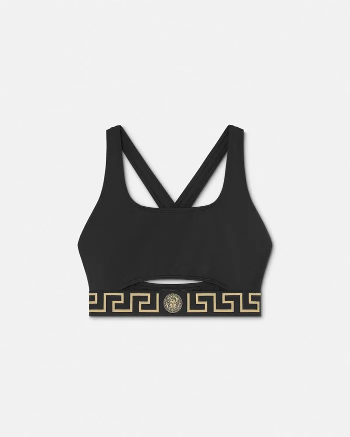 Greca Border Bikini Top Black Women Versace Swimwear