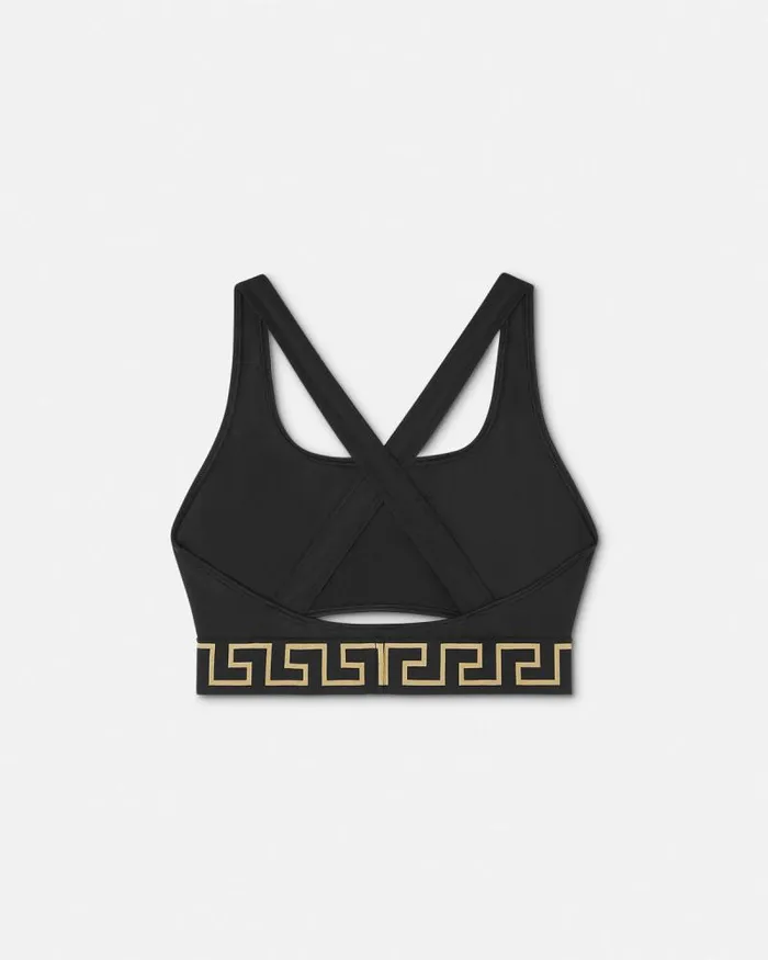 Greca Border Bikini Top Black Women Versace Swimwear