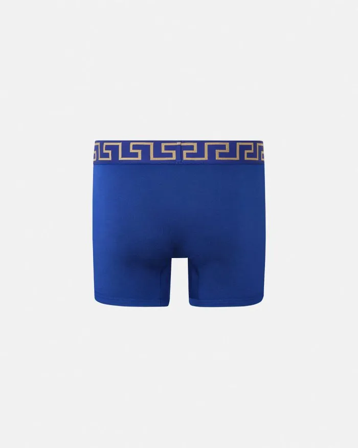Greca Border Long Trunks Blue Men Versace Boxers