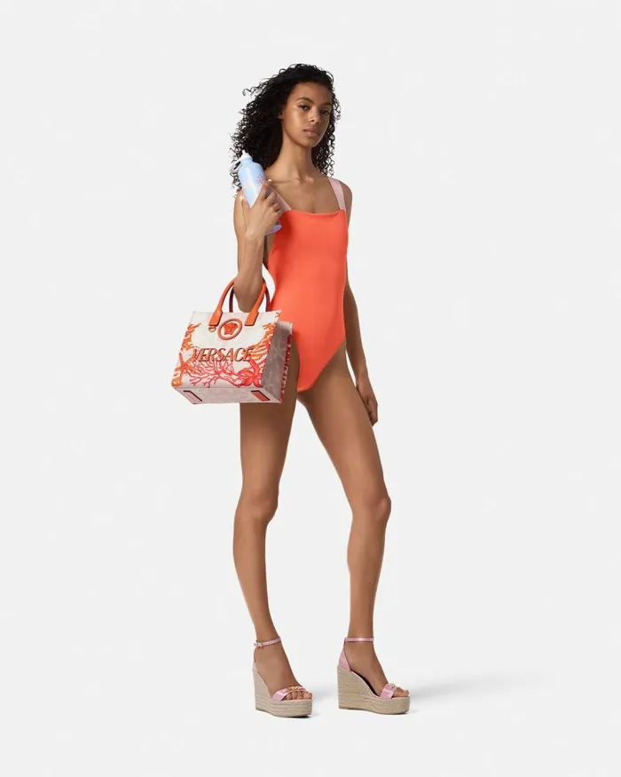 Greca Border OnePiece Swimsuit Coral Women Versace Swimwear