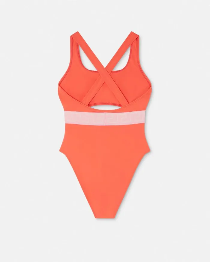Greca Border OnePiece Swimsuit Coral Women Versace Swimwear