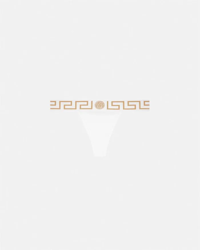 Greca Border Thong White Women Versace Bras and Briefs