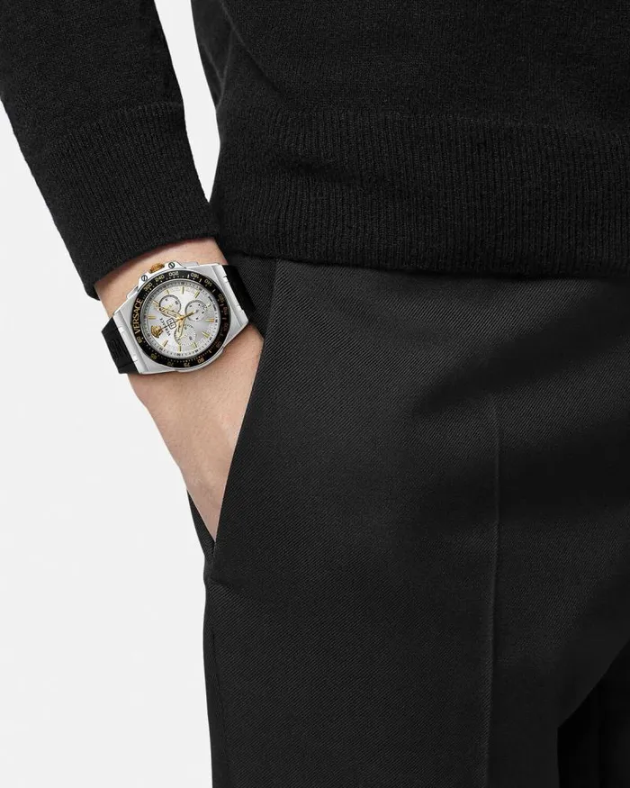 Greca Extreme Chrono Watch Blacksilver Men Versace Watches