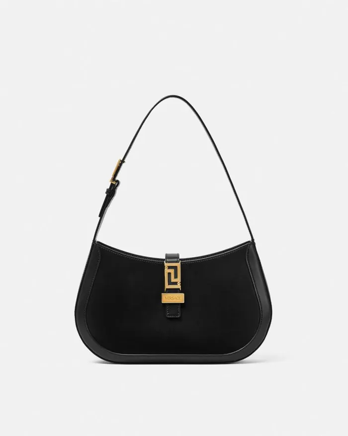 Greca Goddess Hobo Bag Blackgold Women Versace Shoulder and Crossbody