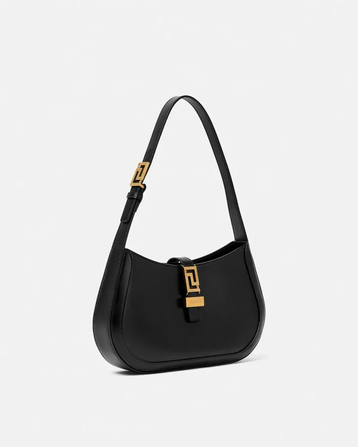 Greca Goddess Hobo Bag Blackgold Women Versace Shoulder and Crossbody