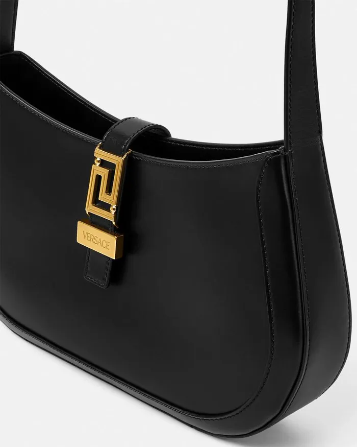 Greca Goddess Hobo Bag Blackgold Women Versace Shoulder and Crossbody