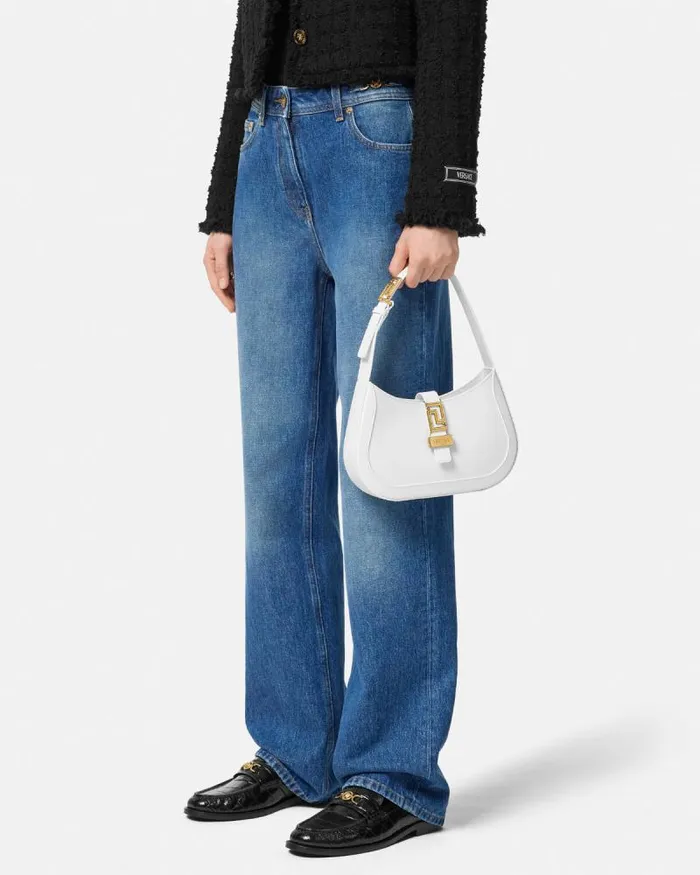 Greca Goddess Small Hobo Bag White Women Versace Shoulder and Crossbody