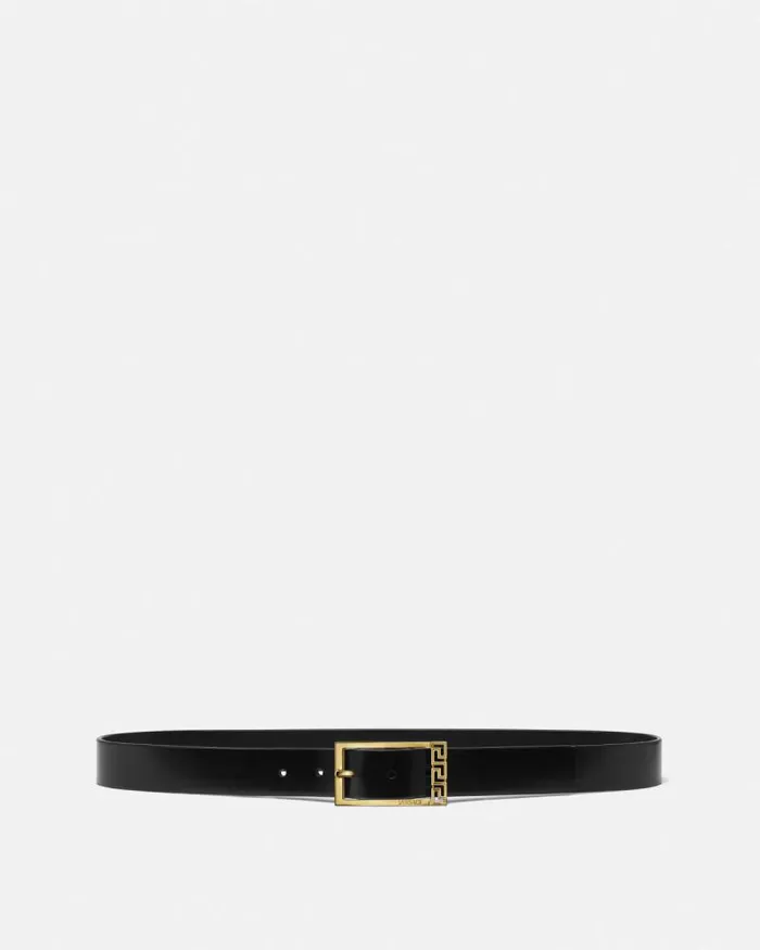 Greca Leather Belt 3 Cm Blackgold Men Versace Belts