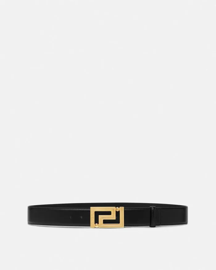 Greca Leather Belt 4 Cm Blackgold Men Versace Belts