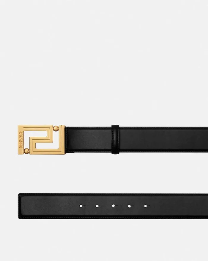 Greca Leather Belt 4 Cm Blackgold Men Versace Belts