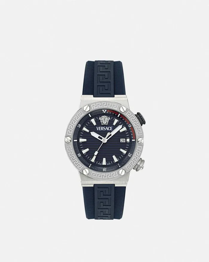Greca Logo Diver Watch Bluesilver Men Versace Watches