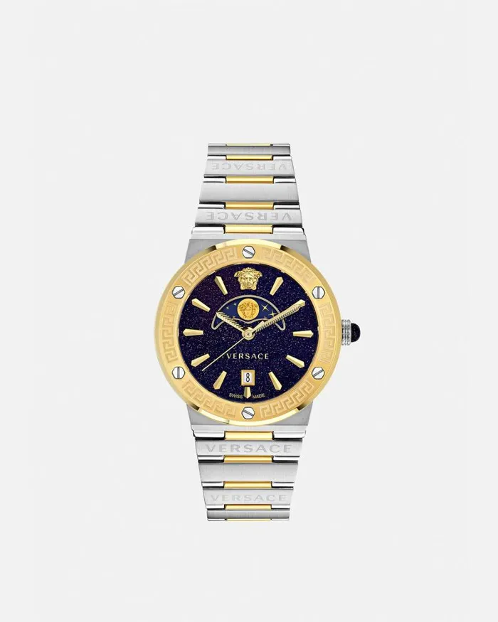 Greca Logo Moonphase Watch Silvergold Women Versace Watches