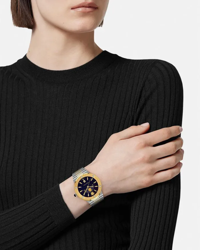 Greca Logo Moonphase Watch Silvergold Women Versace Watches