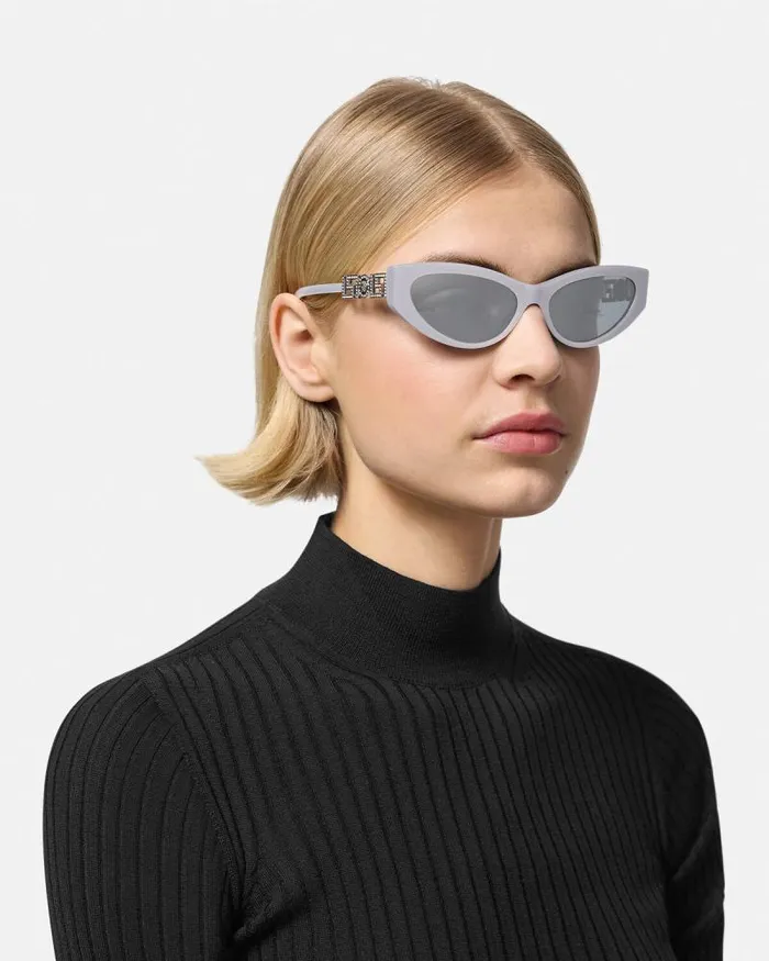 Greca Strass CatEye Sunglasses Silver Women Versace Sunglasses