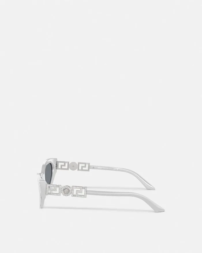 Greca Strass CatEye Sunglasses Silver Women Versace Sunglasses