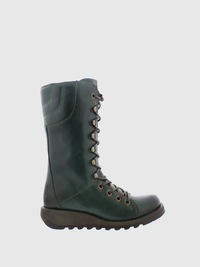 Green Laceup Boots Women Fly London Boots