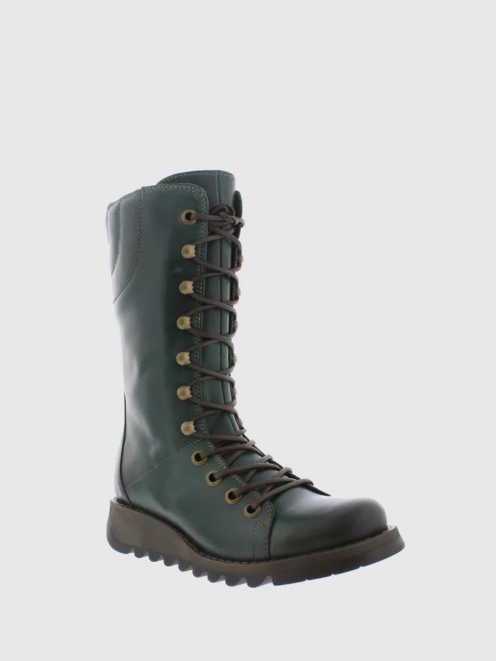 Green Laceup Boots Women Fly London Boots