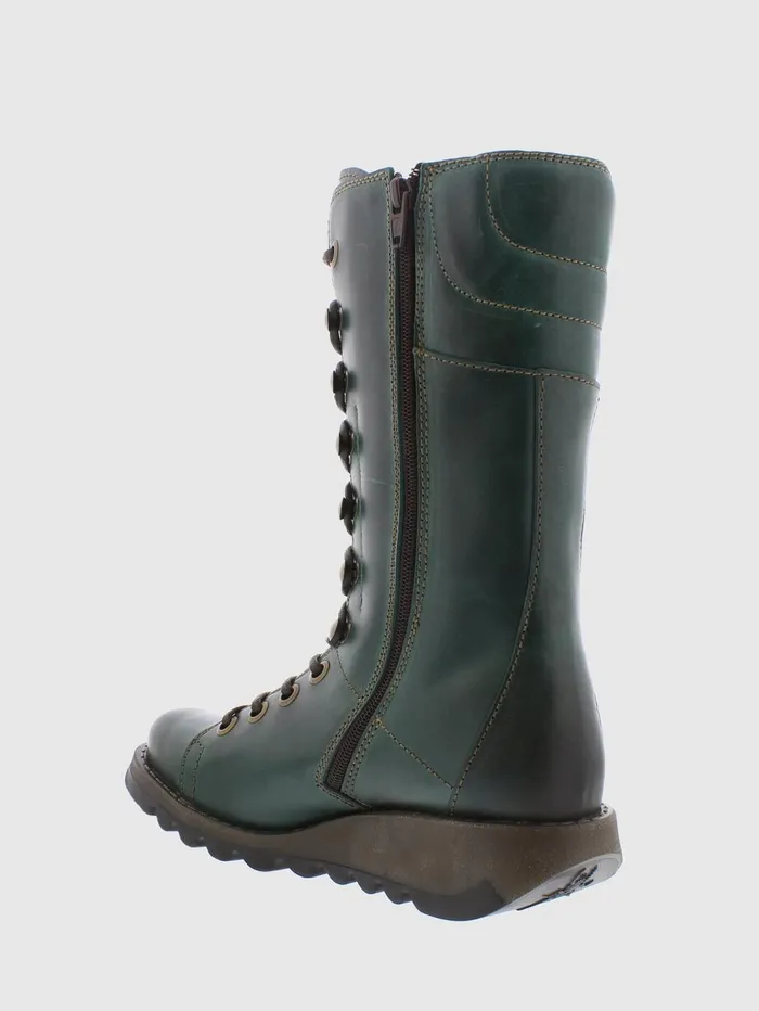 Green Laceup Boots Women Fly London Boots