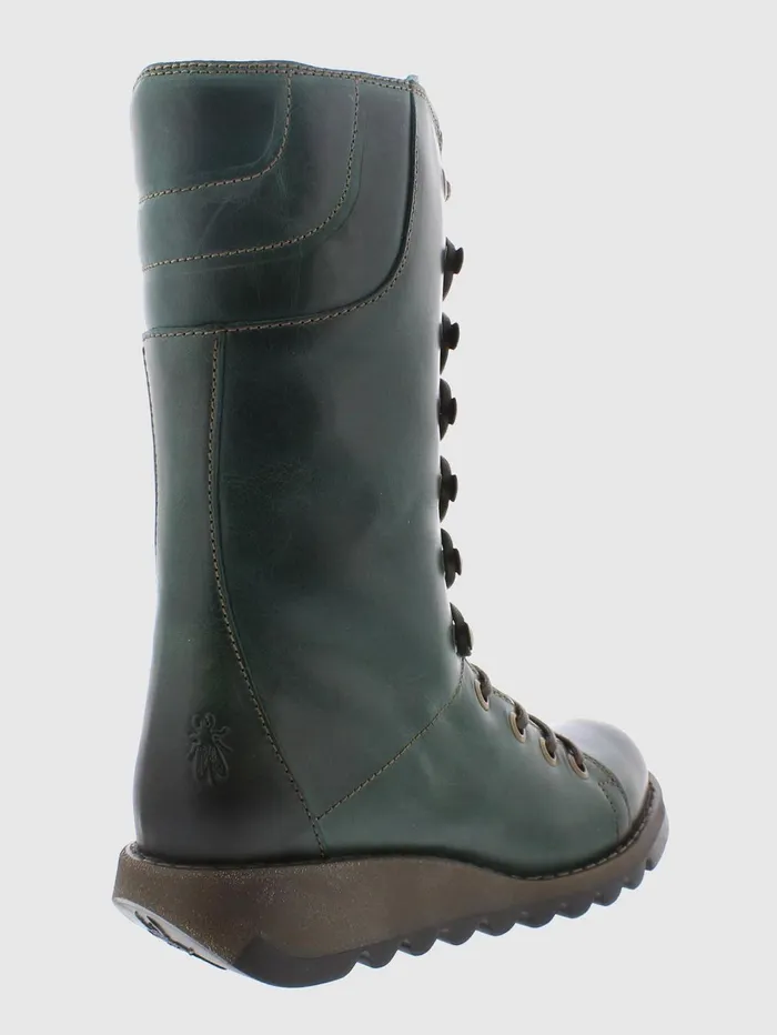 Green Laceup Boots Women Fly London Boots