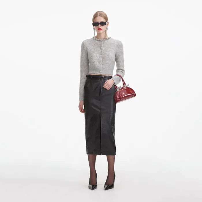 Grey Soft Knit Cardigan Women Self Portrait Tops