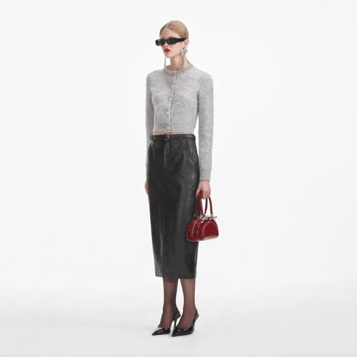 Grey Soft Knit Cardigan Women Self Portrait Tops