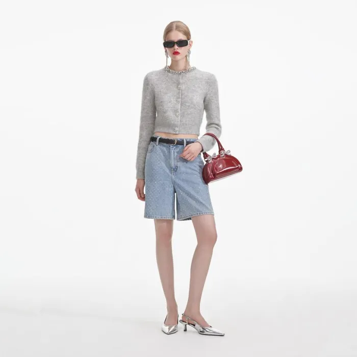 Grey Soft Knit Cardigan Women Self Portrait Tops