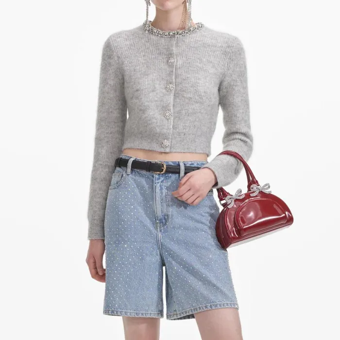 Grey Soft Knit Cardigan Women Self Portrait Tops