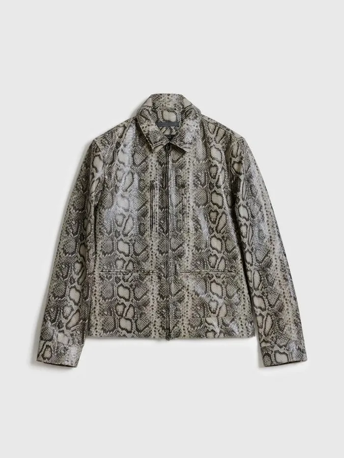 GRYFFIN JACKET Smoked Pearl Grey Men John Varvatos Leather Jackets