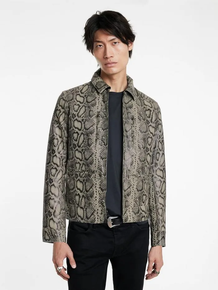 GRYFFIN JACKET Smoked Pearl Grey Men John Varvatos Leather Jackets
