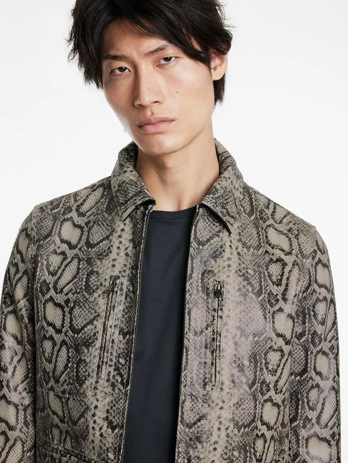 GRYFFIN JACKET Smoked Pearl Grey Men John Varvatos Leather Jackets