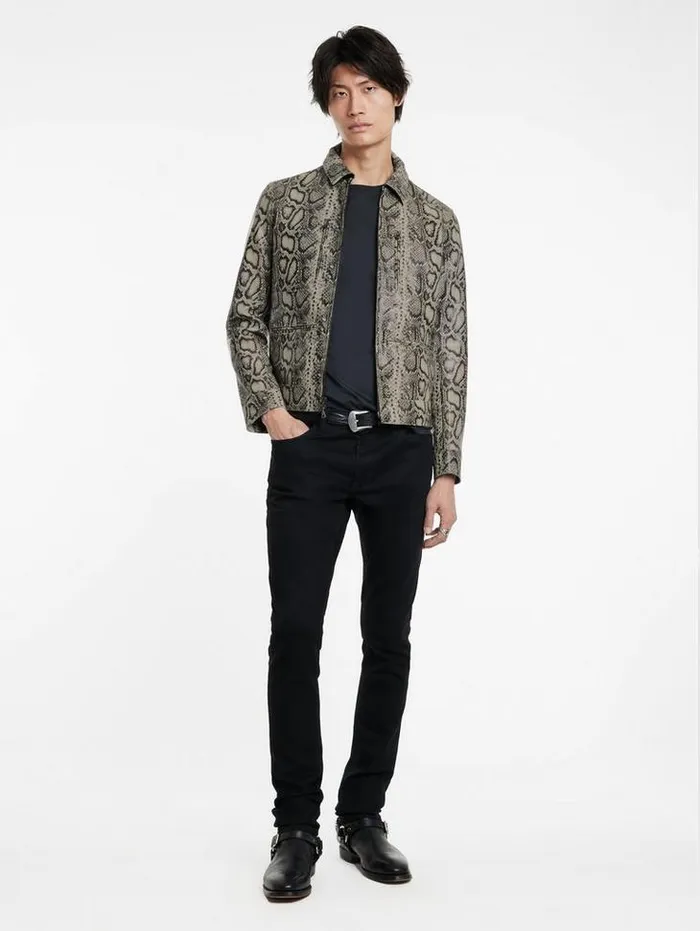 GRYFFIN JACKET Smoked Pearl Grey Men John Varvatos Leather Jackets