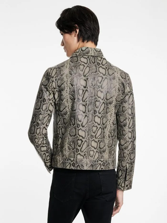 GRYFFIN JACKET Smoked Pearl Grey Men John Varvatos Leather Jackets