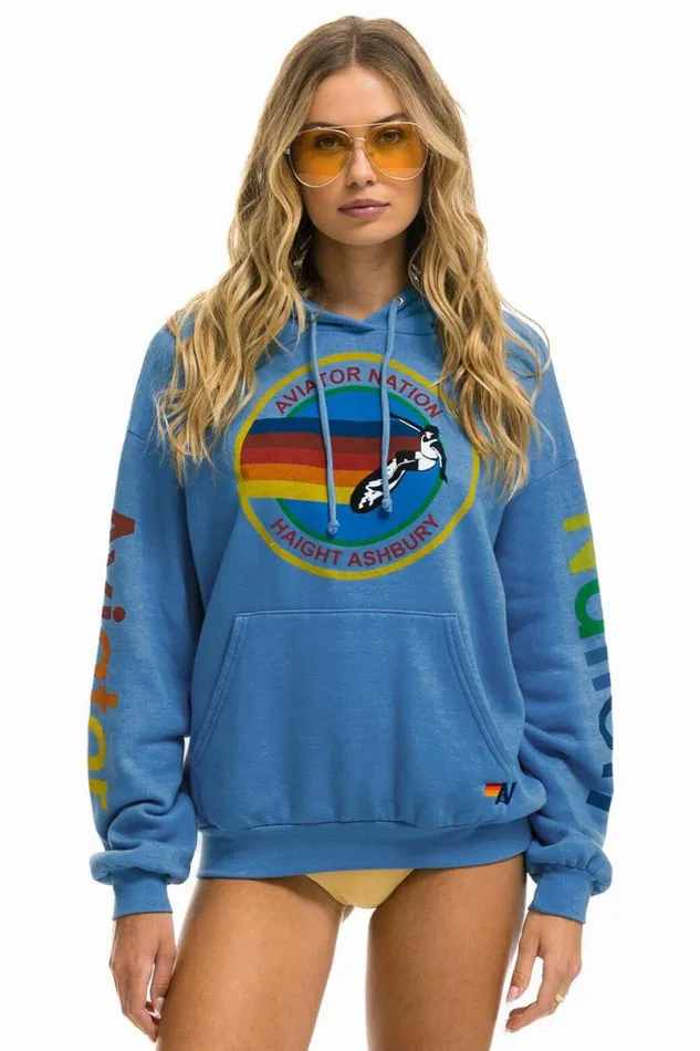 Haight Ashbury Relaxed Pullover Hoodie 8211 Cobalt WomenMen Aviator Nation Hoodies