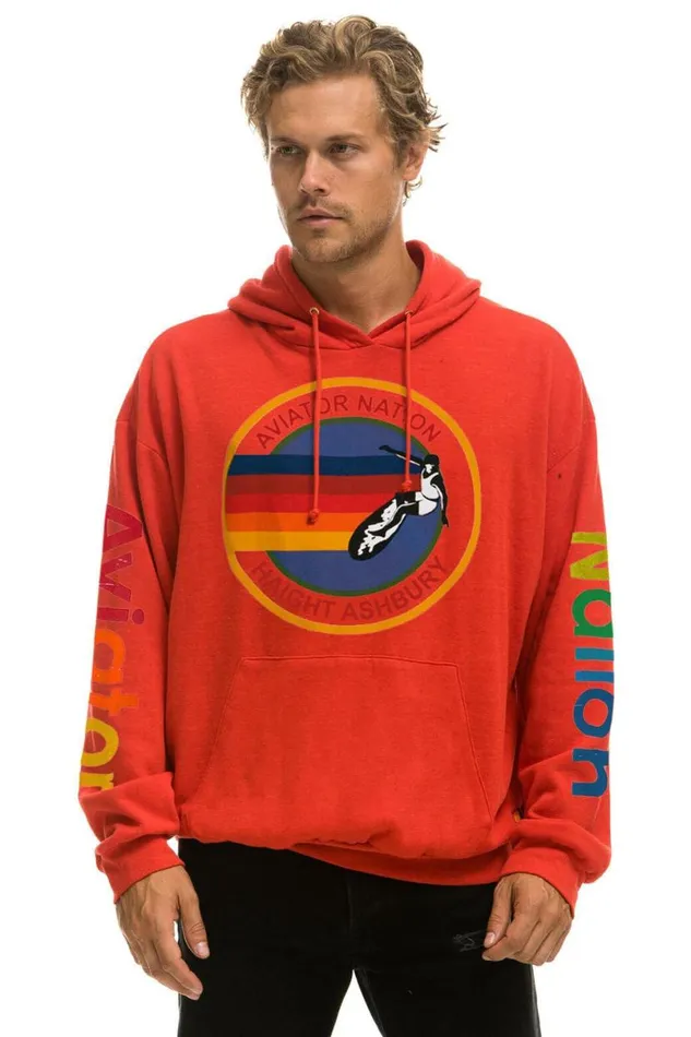 Haight Ashbury Relaxed Pullover Hoodie 8211 Red WomenMen Aviator Nation Hoodies