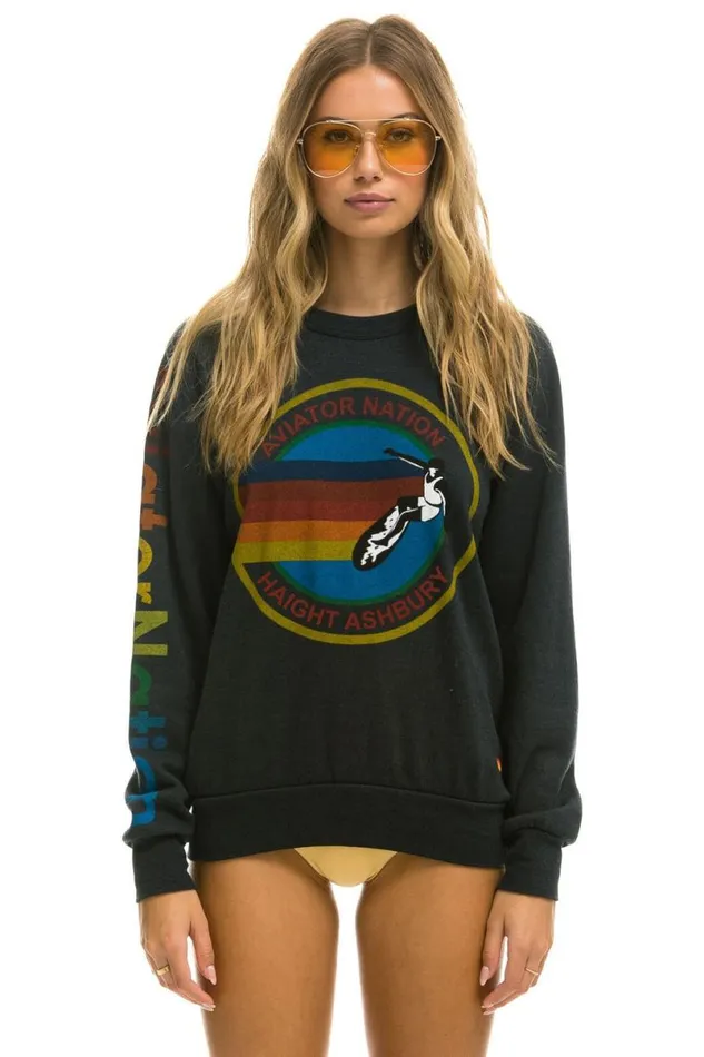 Haight Ashbury Sweatshirt 8211 Charcoal WomenMen Aviator Nation Sweatshirts