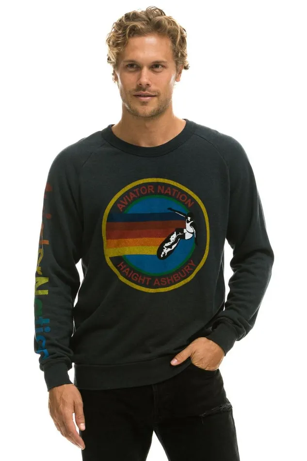 Haight Ashbury Sweatshirt 8211 Charcoal WomenMen Aviator Nation Sweatshirts
