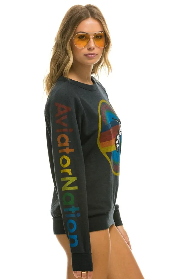 Haight Ashbury Sweatshirt 8211 Charcoal WomenMen Aviator Nation Sweatshirts